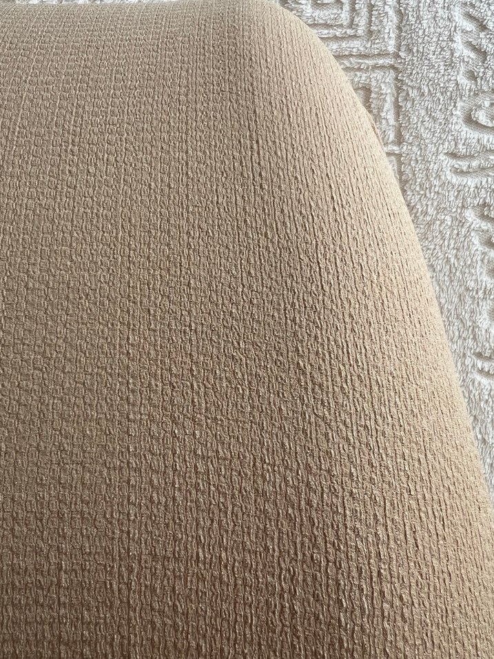 Bej Midi bol Keten Elbise - Görsel 4