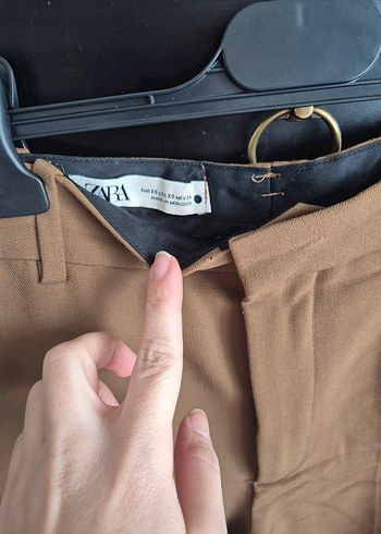 Zara Bej Kumaş Kadın Pantolon, Normal Boy, Tokalı