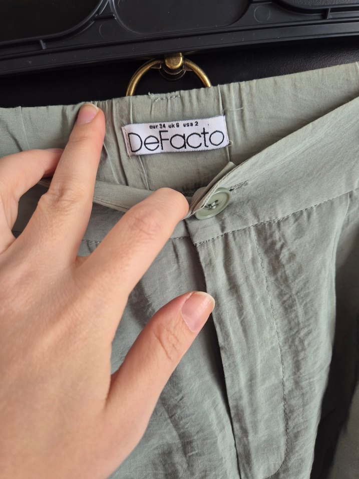 Gri Keten Kemerli Mini Hamile Şortu - Görsel 2