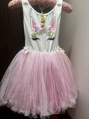 Pembe unicorn parti elbisesi- kostüm ( tüllü tacı hediye)