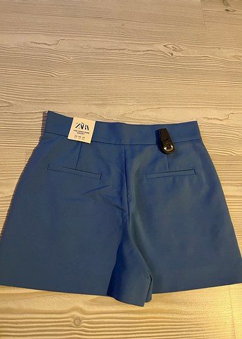 Zara Fermuarlı Mavi Mini Şort Zara