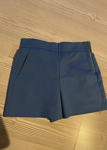 Fermuarlı Mavi Mini Şort Zara