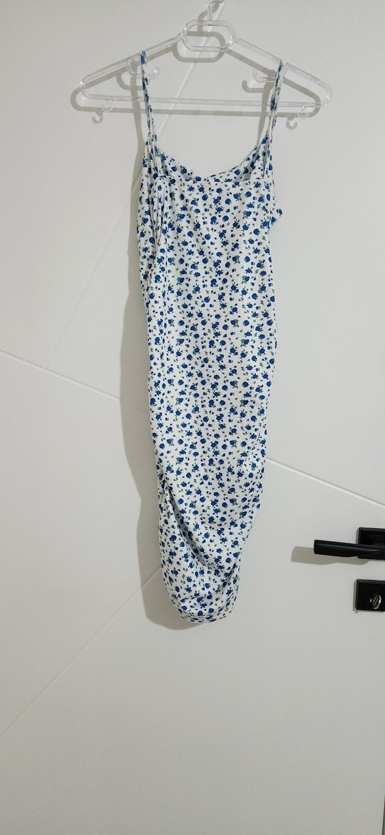 Mavi Bağlamalı Drapeli Elbise - Görsel 3