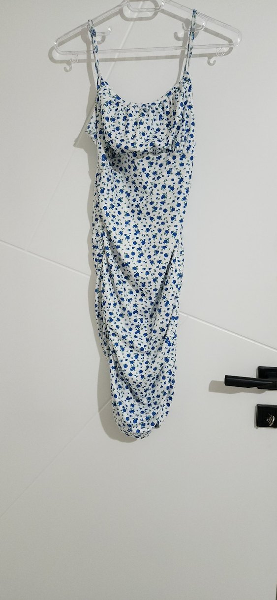 Mavi Bağlamalı Drapeli Elbise - Görsel 2