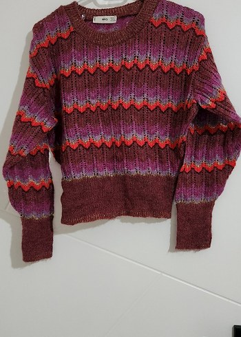 Renkli Bohem Kadın Örgü Kazak - Görsel 2