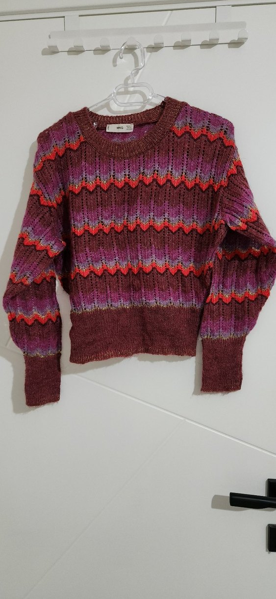 Renkli Bohem Kadın Örgü Kazak - Görsel 2