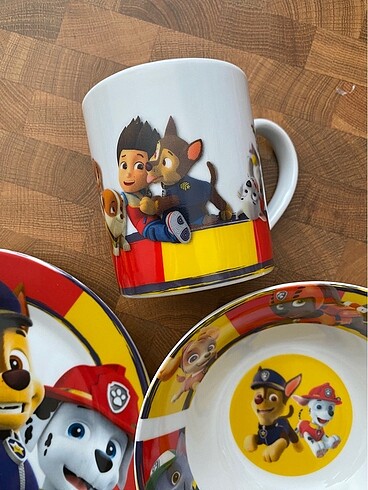  Beden beyaz Renk Paw Patrol 3 parça Tabak Bardak
