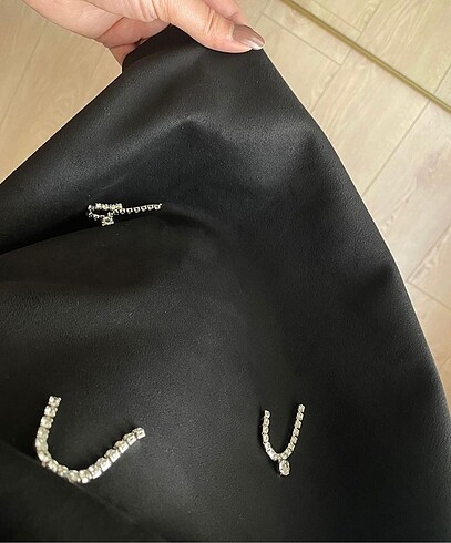 xl Beden siyah Renk Taşlı Nubuk Elbise