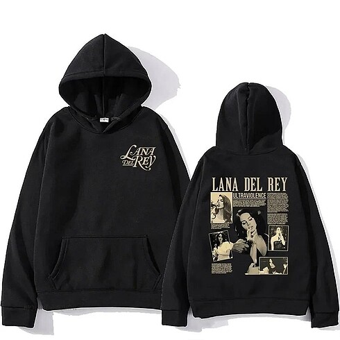 Sweatshirt lana del rey baskılı unisex oversize siyah