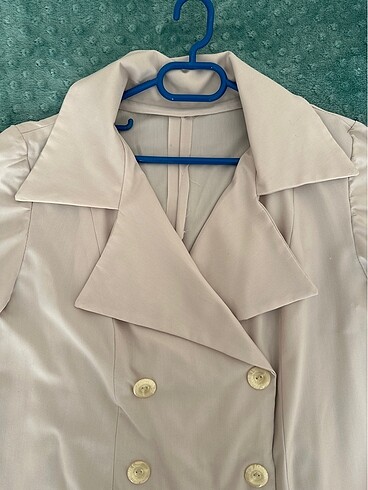 Krem rengi ceket elbise - Görsel 2