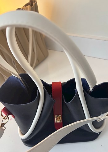 Kemerli Çok Renkli Deri Kadın Çanta - Görsel 2