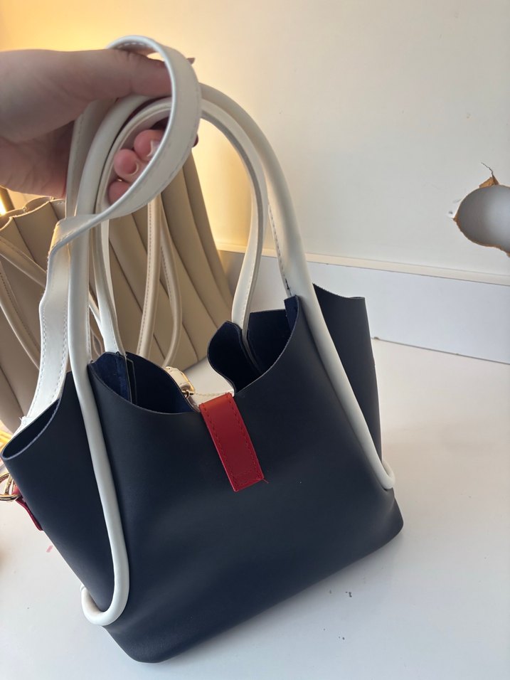 Kemerli Çok Renkli Deri Kadın Çanta - Görsel 3