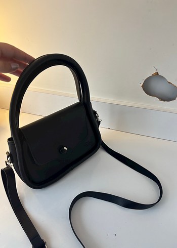 Siyah Minimalist Deri Kadın Çanta - Görsel 2
