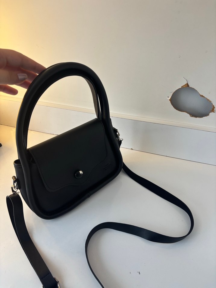 Siyah Minimalist Deri Kadın Çanta - Görsel 2