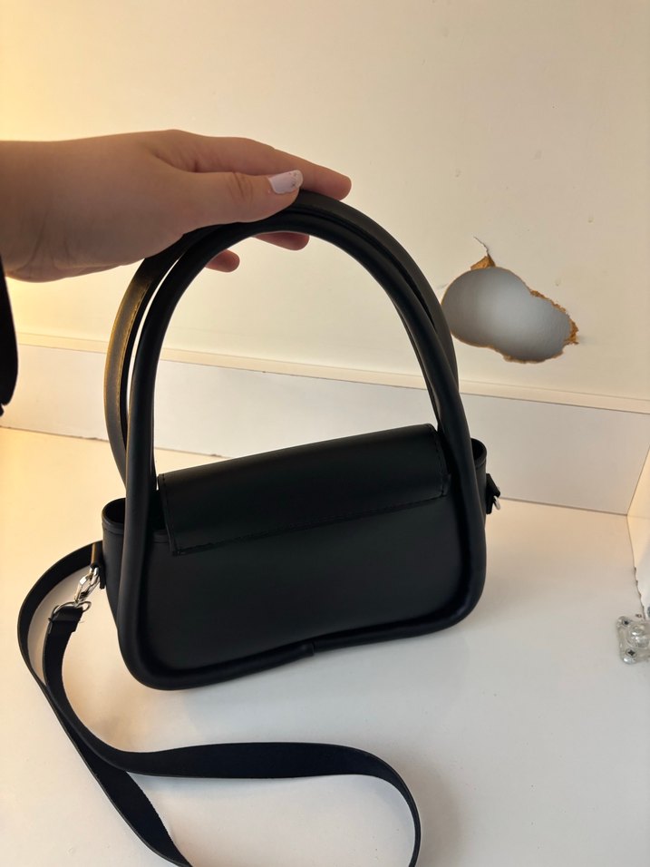 Siyah Minimalist Deri Kadın Çanta - Görsel 3