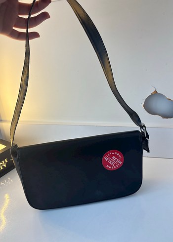 Tokalı Siyah Deri Kadın Omuz Çantası - Görsel 2