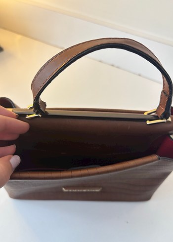 Kahverengi Deri Kabartmalı Kadın Çanta - Görsel 3