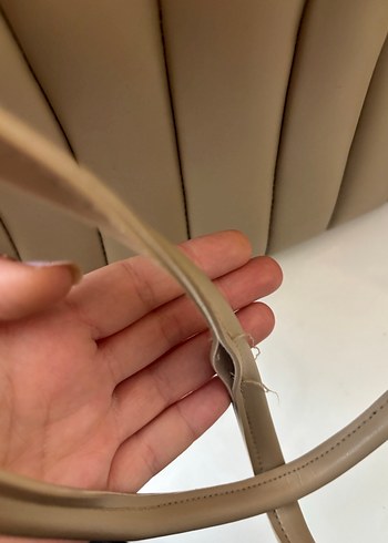 Pilise Detaylı Bej Deri Kadın Çanta - Görsel 3