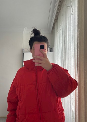 Kırmızı Kadın Midi Kışlık Mont - Görsel 4