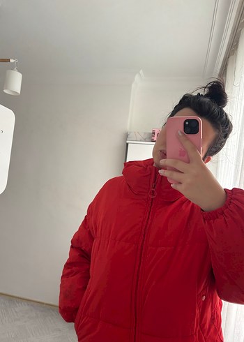 Kırmızı Kadın Midi Kışlık Mont - Görsel 3