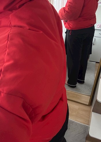 Kırmızı Kadın Midi Kışlık Mont - Görsel 6