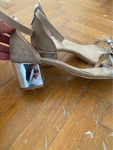 39 numara krem rengi kadın topuklu ayakkabı - Görsel 2