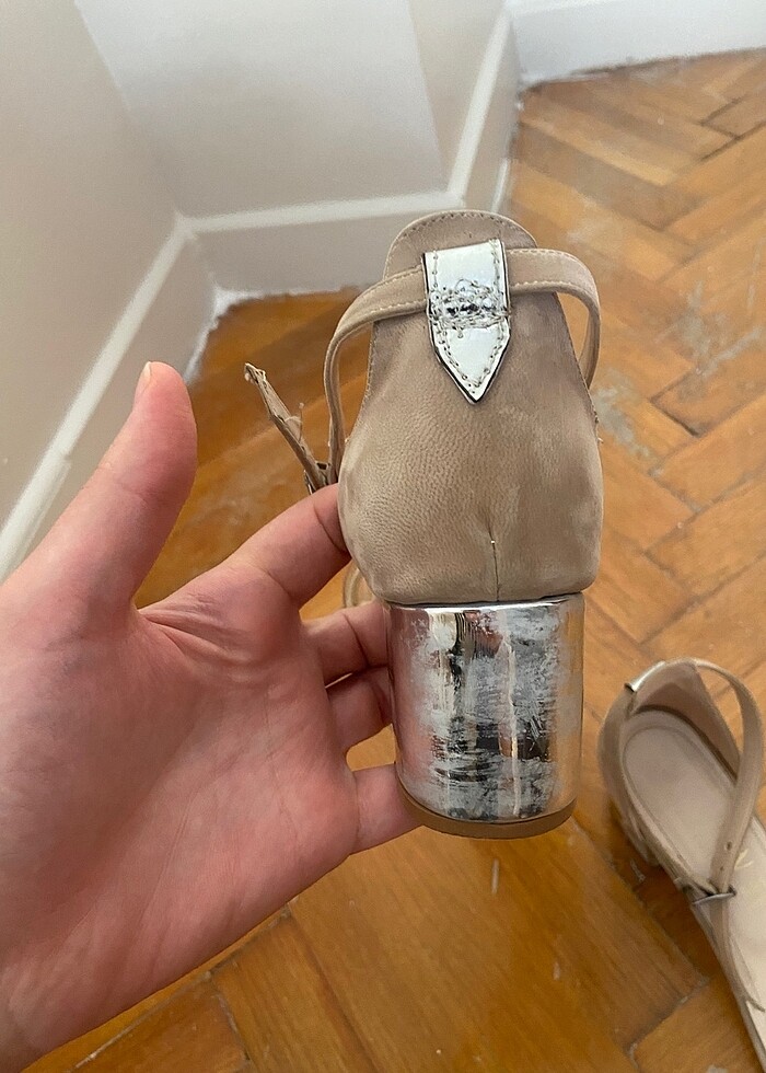 39 numara krem rengi kadın topuklu ayakkabı - Görsel 4