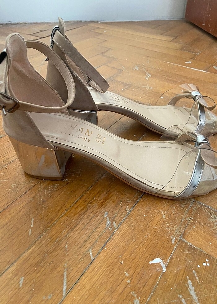 39 numara krem rengi kadın topuklu ayakkabı - Görsel 3