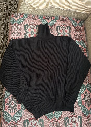 Kadın Siyah Boğazlı Oversize Triko Kazak - Görsel 3