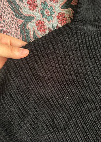 Kadın Siyah Boğazlı Oversize Triko Kazak - Görsel 2