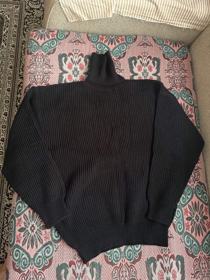 Kadın Siyah Boğazlı Oversize Triko Kazak - Görsel 3