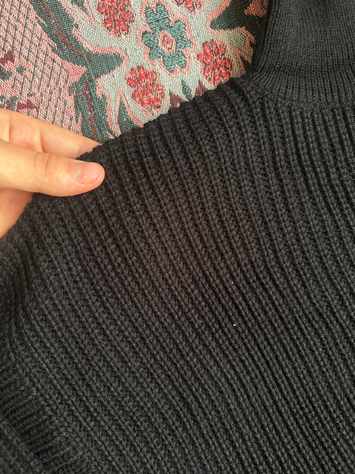 Kadın Siyah Boğazlı Oversize Triko Kazak - Görsel 2