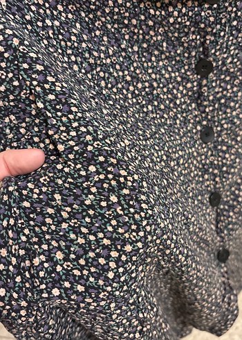 Düğmeli çiçekli Midi Etek - Görsel 5