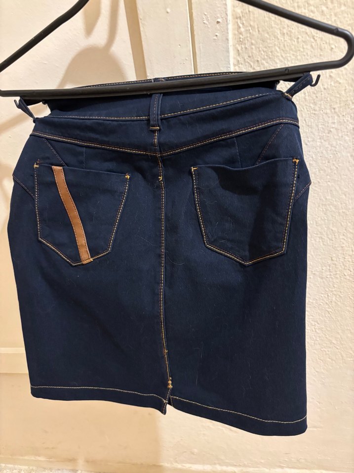 Kadın Y2K vintage Lacivert Denim Mini Etek - Görsel 3