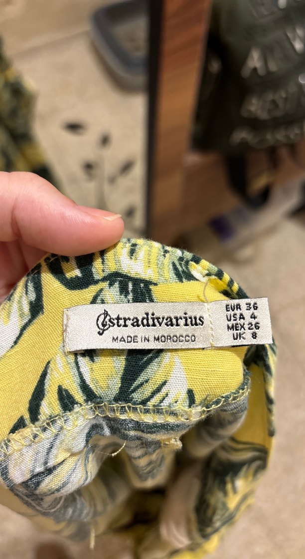 Sarı Desenli Düğmeli bohem keten Pantolon - Görsel 3