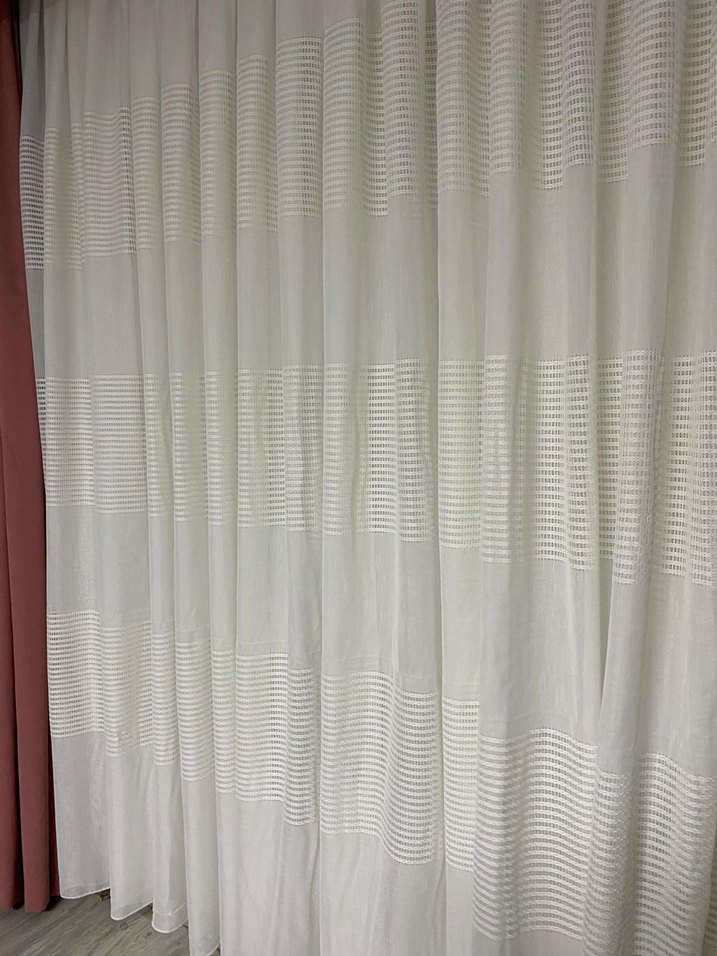 naturel i Çizgili Modern Beyaz Perde - Görsel 3