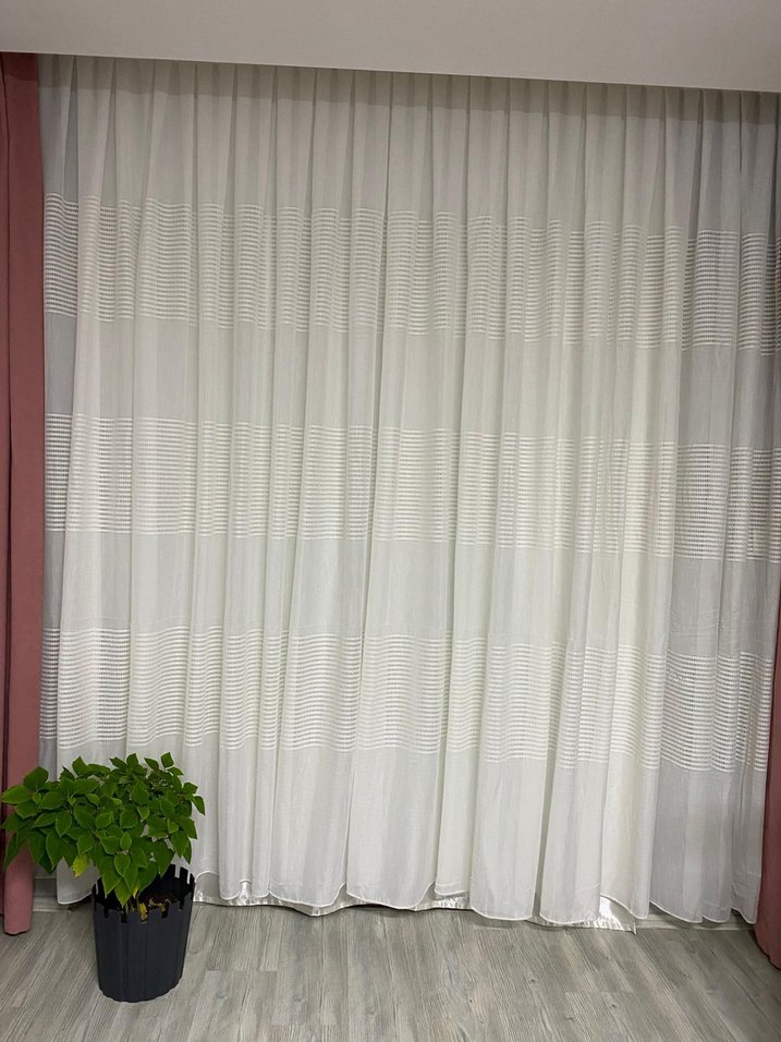 naturel i Çizgili Modern Beyaz Perde - Görsel 5