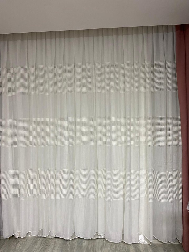 naturel i Çizgili Modern Beyaz Perde - Görsel 4