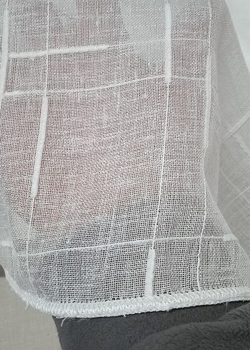 çizgili kareli çok güzel keten tül perde - Görsel 4