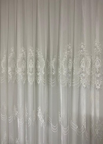 İşlemeli Beyaz Tül Perde - Görsel 5