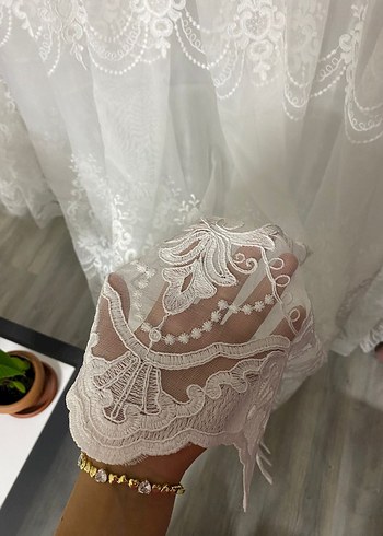 İşlemeli Beyaz Tül Perde - Görsel 7