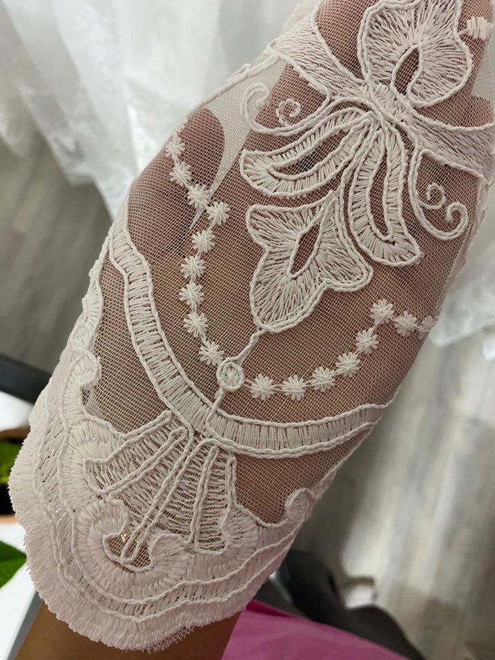 İşlemeli Beyaz Tül Perde - Görsel 4