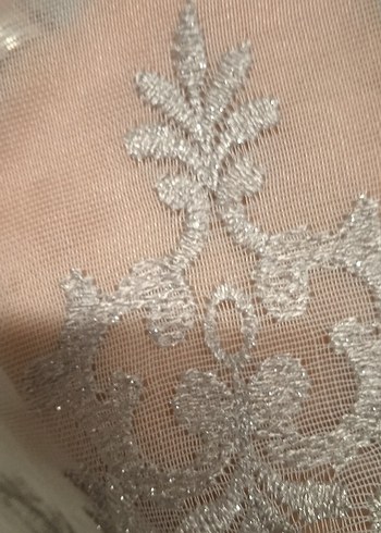 Nakışlı Beyaz Gri Tül Perde - Görsel 6