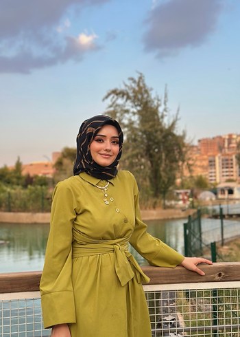 Kadın Haki Uzun Kol Uzun Elbise - Görsel 8