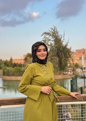 Kadın Haki Uzun Kol Uzun Elbise - Görsel 7