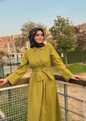 Kadın Haki Uzun Kol Uzun Elbise - Görsel 4