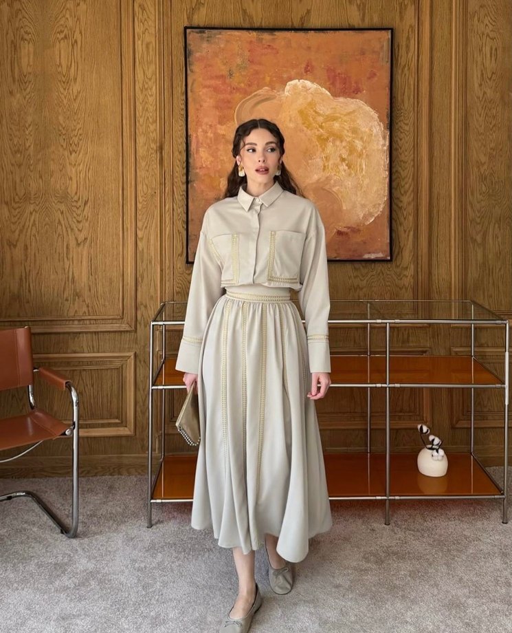 Bej Renkli etekli ikili takım - Görsel 5