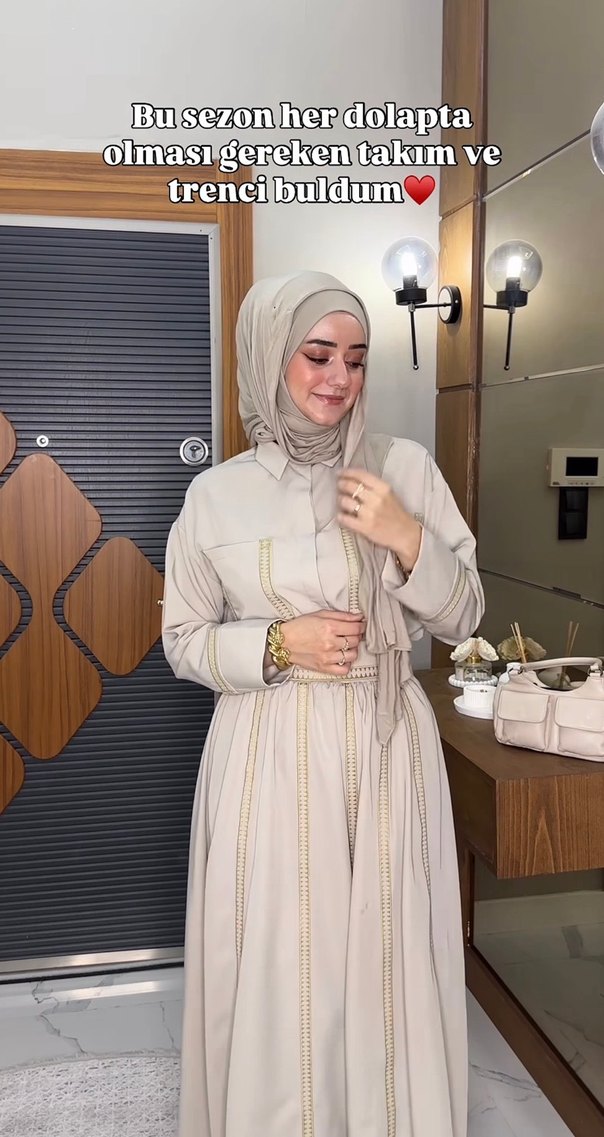 Bej Renkli etekli ikili takım - Görsel 3