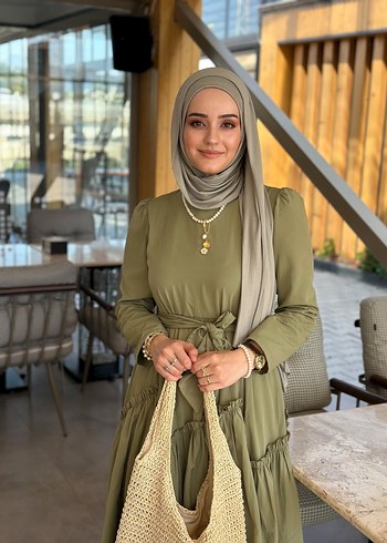 Kadın Haki Bohem Uzun Elbise - Görsel 5