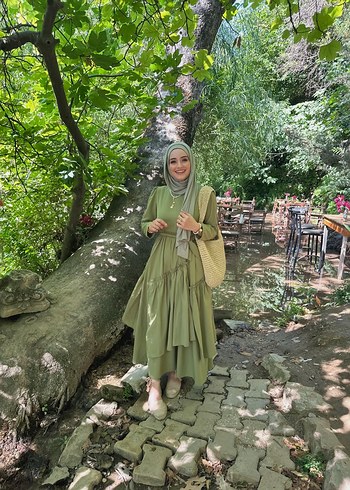 Kadın Haki Bohem Uzun Elbise - Görsel 3